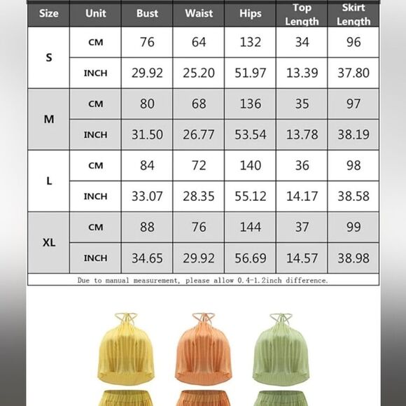 Two Piece Set Pleated Maxi Skirt and Crop Top - Picture 7 of 8